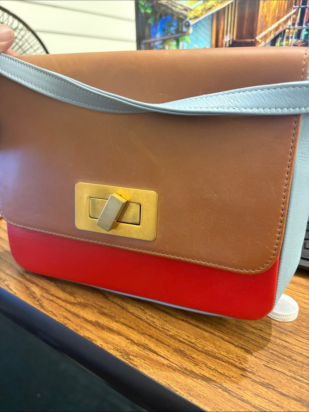 Olivia Clergue Medium Gertrude Color Blue red brown  Crossbody